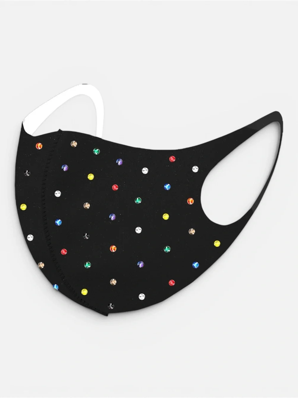 Black Multicolor Rhinestone Face Mask NWT Sealed | Rainbow Crystal Reusable Glam